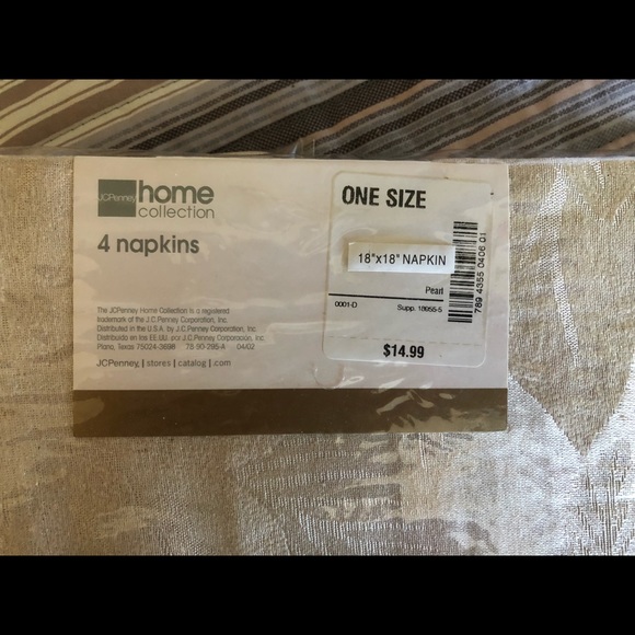 Twelve 18x18 Pearl Color Fabric Napkins with Leaf Motif - Picture 2 of 5